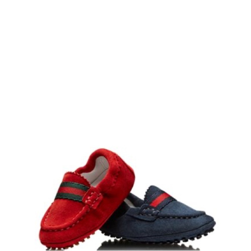 GUCCI Blue Baby Suede Shoes NEW